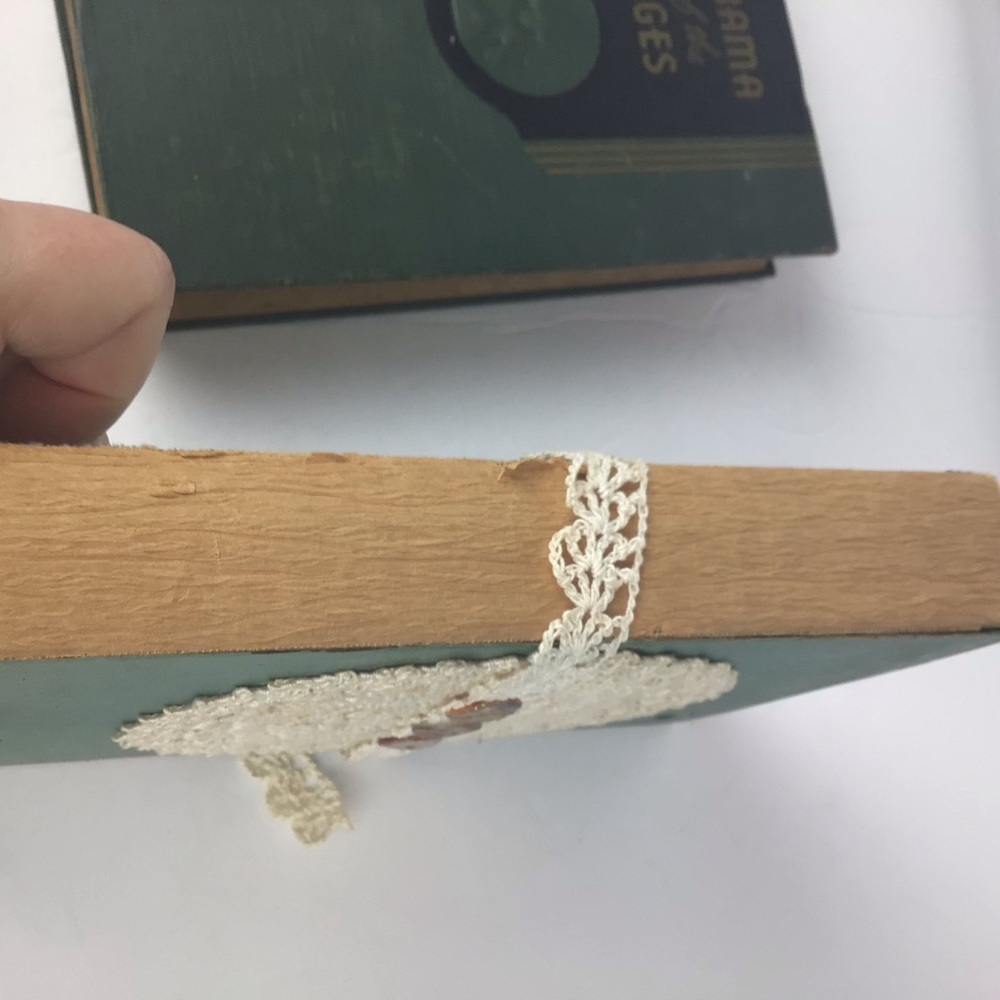Pair of vintage green books with crochet accent. - Picture 4 of 13